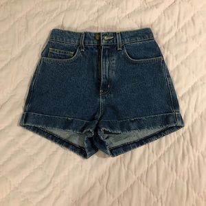 American Apparel High-Waisted Denim Cuffed Shorts
